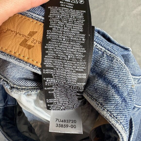 7 For All Mankind Luxe Vintage Ultra High Rise 26 Slim Kick Distressed Button - Picture 12 of 16